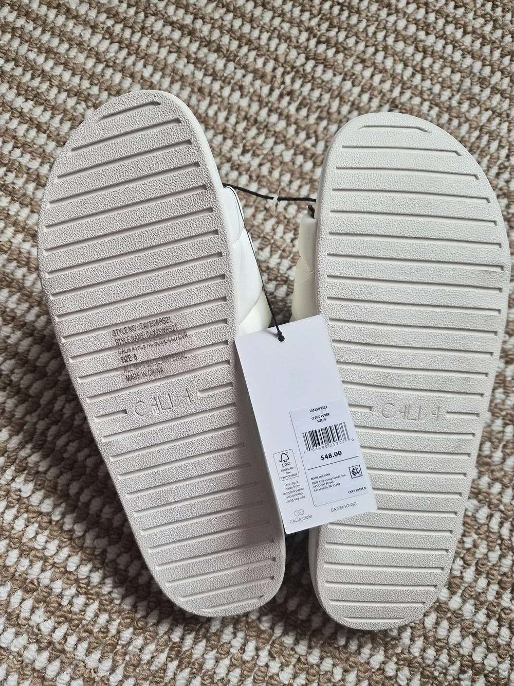 CALIA by Carrie Underwood White Padded Triple-Band Slide Sandals